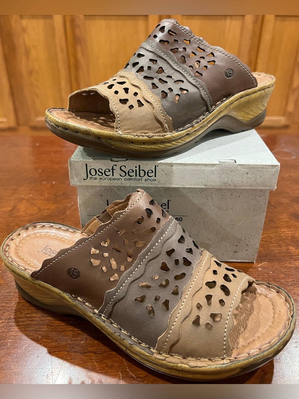Josef Seibel Catalonia 60 Canyon Braun Multi Brown Sandals 38 Women’s 7-7.5